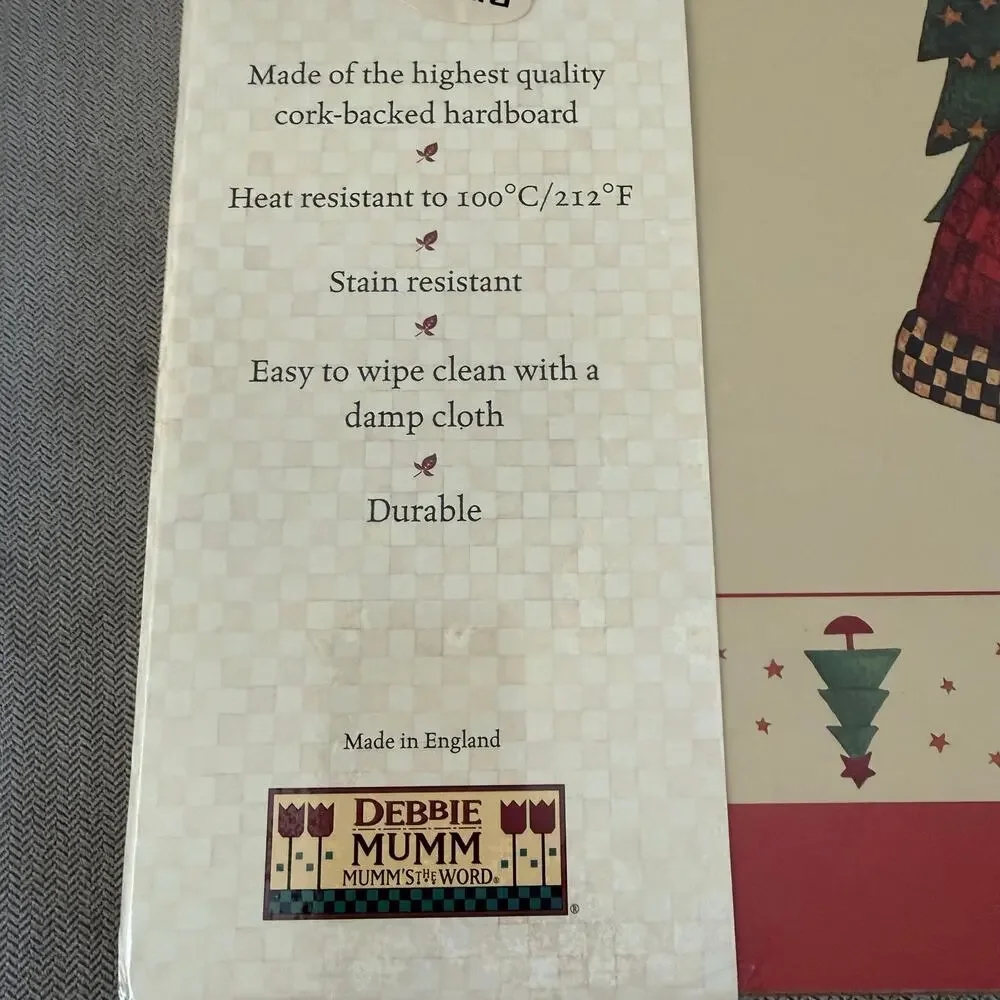 Debbie Mumm Christmas Santa Cork Back Placemats Set of 4 (2 Sealed Packs) Sakura